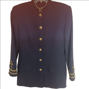 Liz Claiborne Vintage Navy Blazer 100% Wool Gold Button Detail